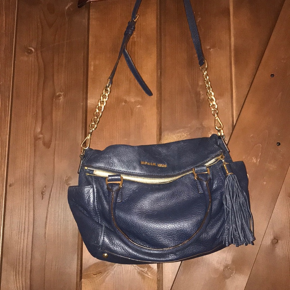 Michael Kors Navy Blue Leather Satchel